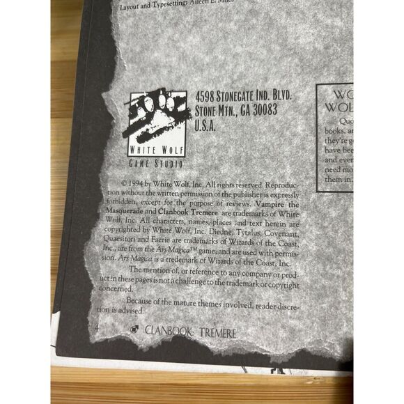 Vampire The Masquerade, Clanbook: Tremere, RPG Sourcebook, WW 2057 1994 - Picture 5 of 13